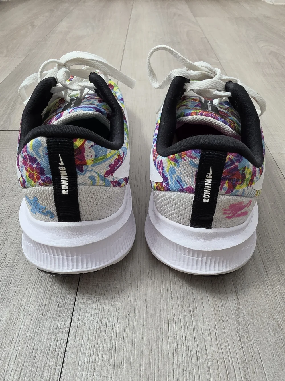 Nike White Running Sneakers with Multicolor Floral Print